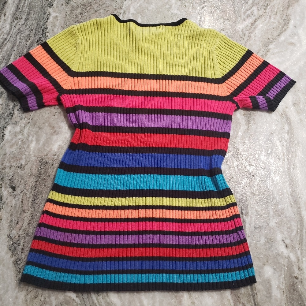 Vintage | Rainbow Striped Ribbed Top M - Picture 4 of 8
